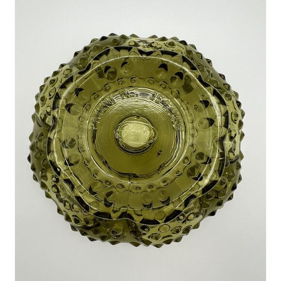 Fenton Colonial Green Glass Sawtooth Hobnail Pedestal 6 Candle Holder Vintage - Picture 8 of 9